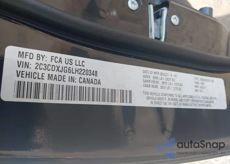 2020 Dodge Charger Sxt Awd from USA, damaged, VIN 2C3CDXJG6LH220348